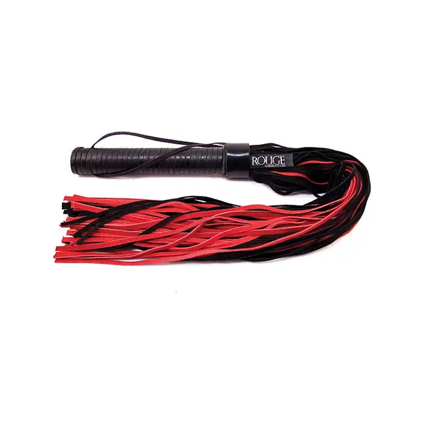 Rouge Suede Flogger W/leather Handle - Black/red - Flogger