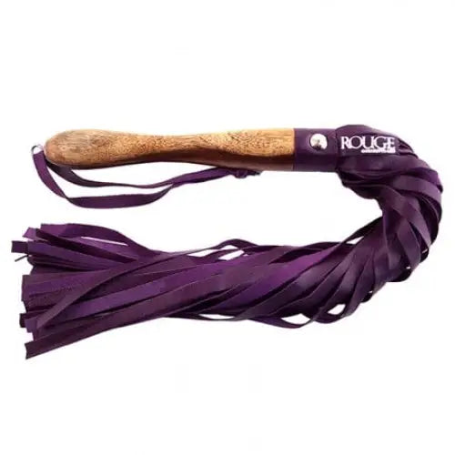 Purple leather flogger with wooden handle from Rouge Wooden Handle Flogger collection