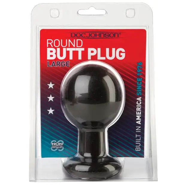 Doc Johnson Plug Large Round Butt Plug - Black at the Haus of Shag