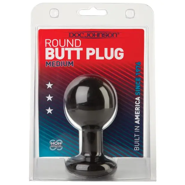 Doc Johnson Plug Medium Round Butt Plug - Black at the Haus of Shag