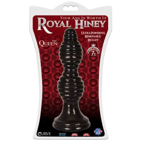 Royal Hiney Red The Queen Black sex toy in packaging with red and white text