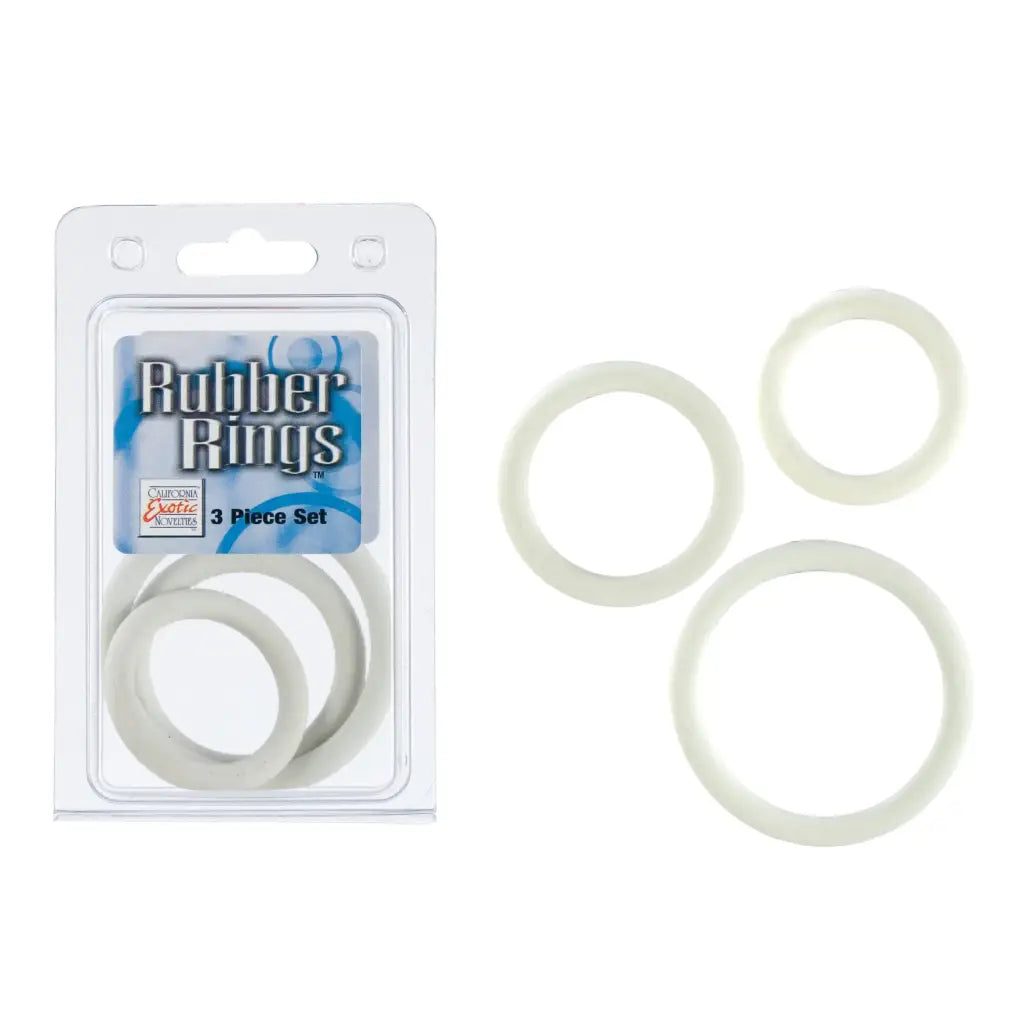 CalExotics Sextoys for Couples Rubber Ring White 3pc Set at the Haus of Shag