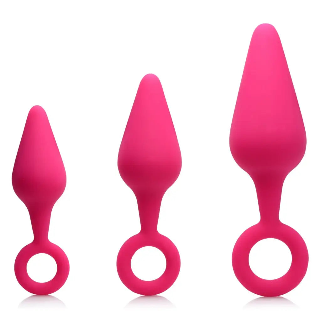 Curve Novelties Plug Pink Rump Ringers 3 Piece Silicone Anal Plug Set at the Haus of Shag