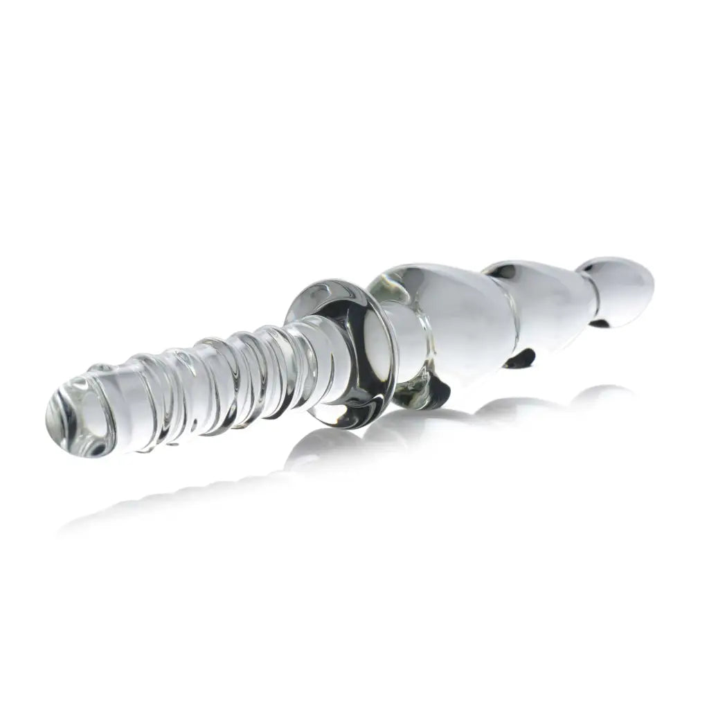 Master Series Double Ended Dildo Saber Anal Links Glass Thruster at the Haus of Shag