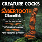 Sabretooth Silicone Dildo: Premium tiger-pattern design with suction cup base. Use water-based lubricants