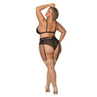 Magic Silk Lingerie Lingerie Set Sassy Bra Garter & Rouched Panty Black 2xl at the Haus of Shag