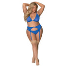 Magic Silk Lingerie Lingerie Set Sassy Bra Garter & Rouched Panty Cobalt at the Haus of Shag