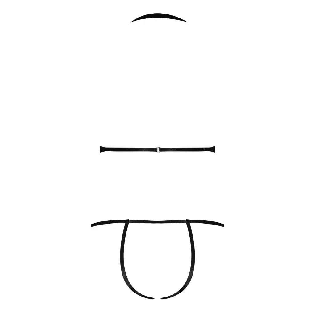 Minimalist line drawing of a stylized face featured on a sassy cupless crotchless teddy