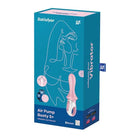 Satisfyer Air Pump Booty 5+ Inflatable Vibrator packaging featuring the air pump booty