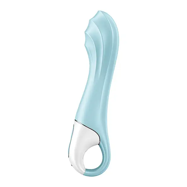 Close-up of Satisfyer Air Pump Vibrator 5+ device on a white background