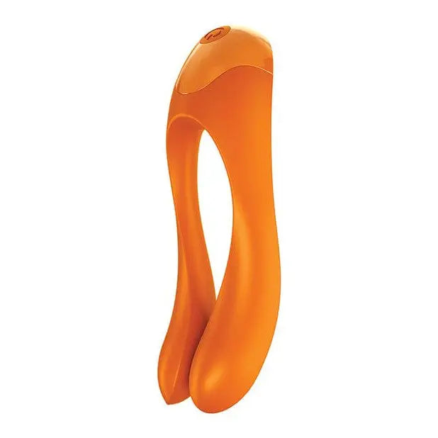 Satisfyer Candy Cane Dual Motor Finger Vibrator in orange silicon with two motors