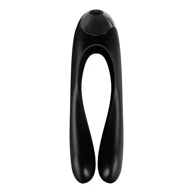 Satisfyer Candy Cane Dual Motor Finger Vibrator with black handle on white background