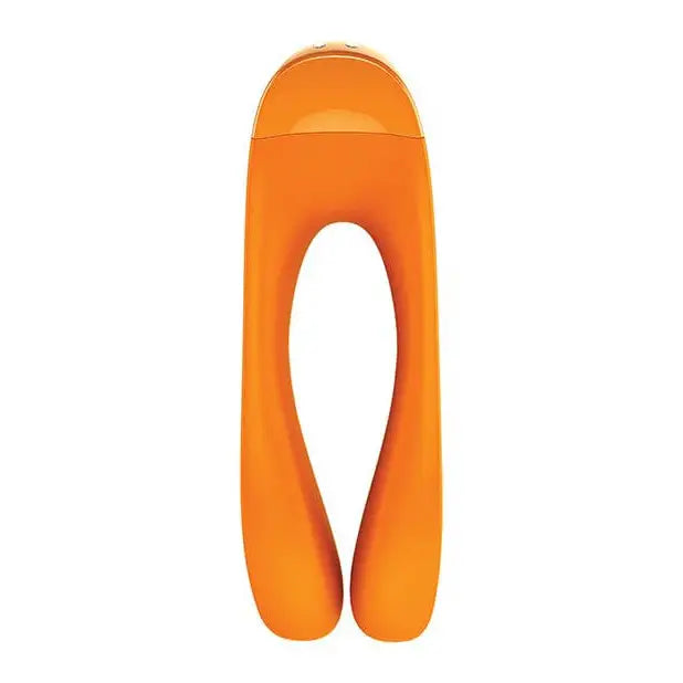 Orange Satisfyer Candy Cane Dual Motor Finger Vibrator showcasing its unique design