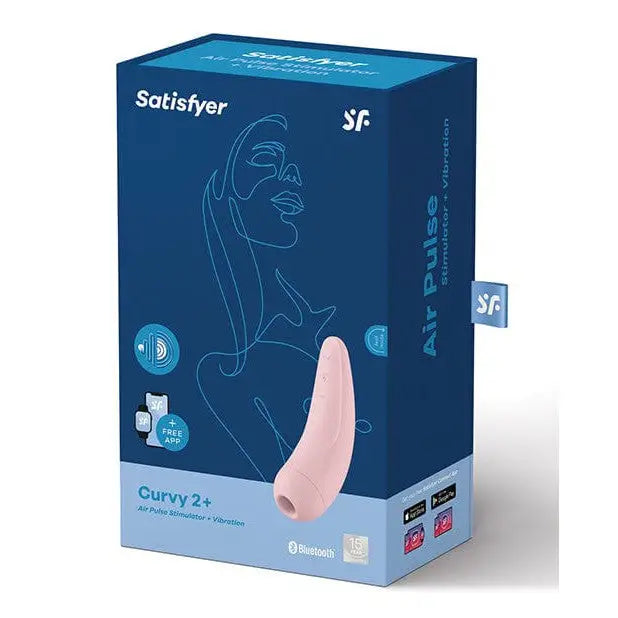 Close up of Satisfyer Curvy 2+ Air Clitoral Stimulator with App Control in a box