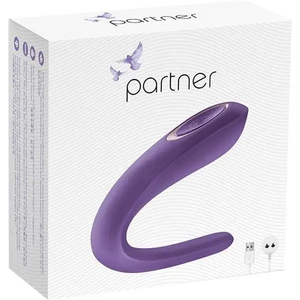 Purple Satisfyer Double Classic wearable vibrator with charging cable for a premium experience