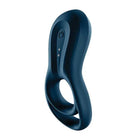 Curved navy blue Satisfyer Epic Duo Cock Ring with power button and indicator lights