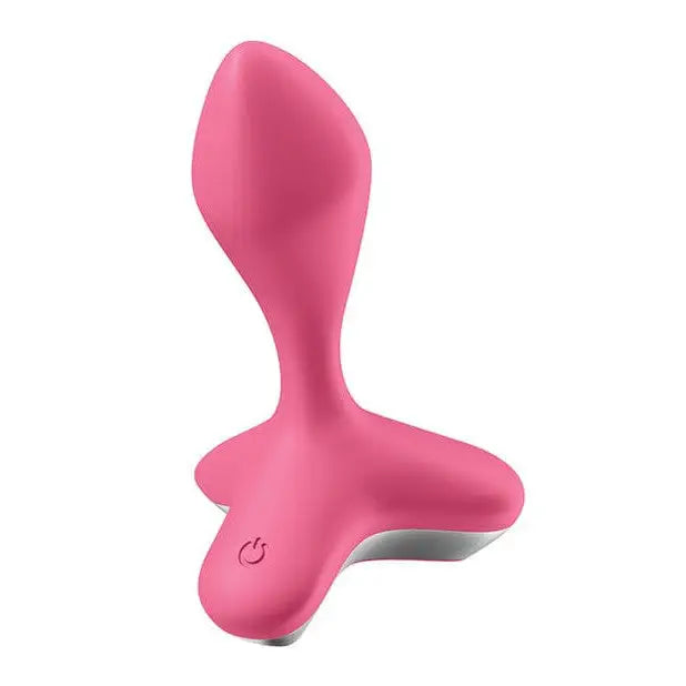 Satisfyer Game Changer: Pink silicone personal massager with curved shape and power button