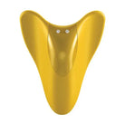 Gold dental model showcased with Satisfyer High Fly Finger Vibrator for ultimate pleasure