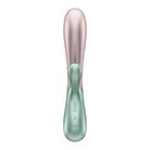 Close-up of Satisfyer Hot Lover green and pink brush on white background