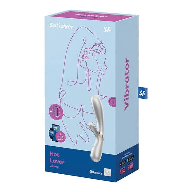 Close up of a box displaying the Satisfyer Hot Lover white sex toy