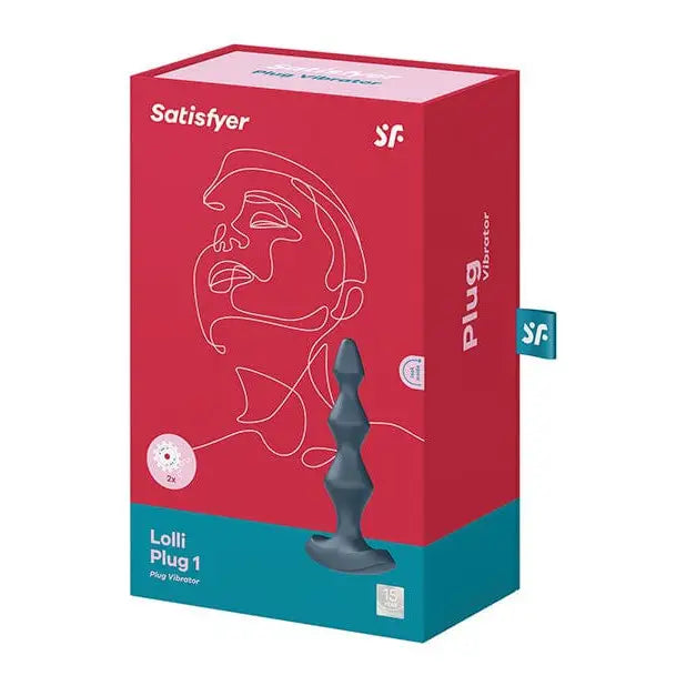 Close-up of Satisfyer Lolli Plug box with a drawing of a man on the packaging