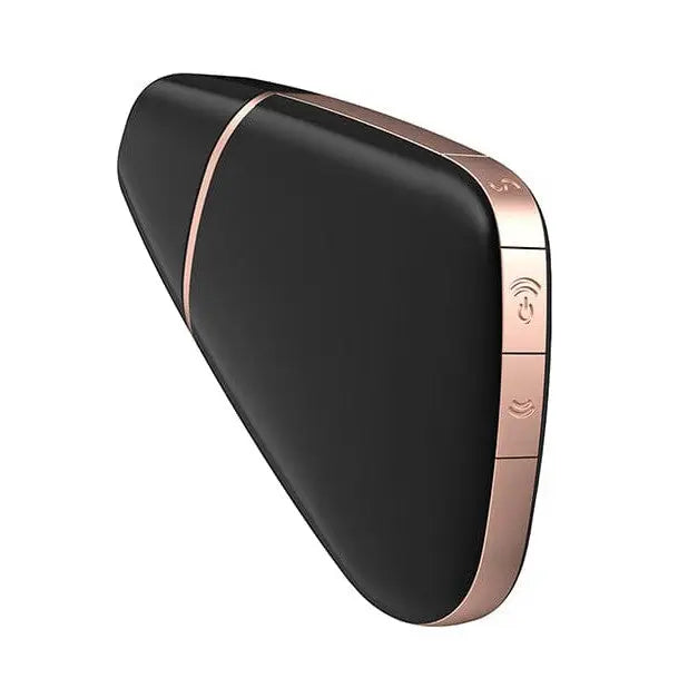 Back of Satisfyer Love Triangle phone in sleek black and gold design