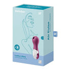 Satisfyer Lucky Libra - Purple: A pink, white, and blue box with body-friendly silicone