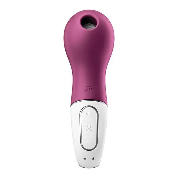 Close-up of Satisfyer Lucky Libra in pink, made of body-friendly silicone on white background