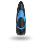 Close up of Satisfyer Men One electric shaver with black and blue design on white background