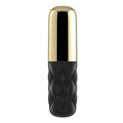 Gold and black Satisfyer Mini Lovely Honey lipstick on a white background