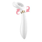 White and pink ceramic toothbrush with a gold ring from Satisfyer Multifun 3