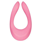 Pink Satisfyer Partner Multifun 1 silicone toy on a white background for versatile pleasure