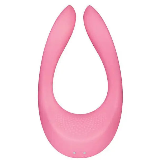 Pink Satisfyer Partner Multifun 1 silicone toy on a white background for versatile pleasure