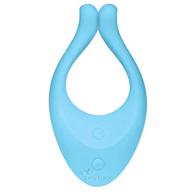 Blue baby bib with handle included in Satisfyer Partner Multifun 1 product display