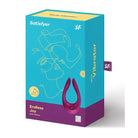 Close-up of a box of Satisfyer Partner Multifun 2 Berry with a woman on it