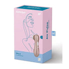 Box of Satisfyer Pro 2 Rechargeable Air Stimulator, featuring a whisper quiet motor