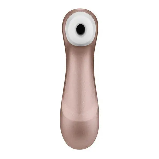 Close-up of woman’s eye and long nose with Satisfyer Pro 2 Vibration in Light Gold