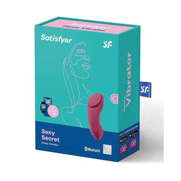 Box of sex toys with pink ball, including Satisfyer Sexy Secret Panty Vibrator - Red Wine