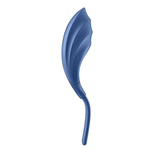 Blue plastic spoon with curved handle from the Satisfyer Swordsman collection