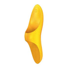 Yellow plastic chair against white background showcasing Satisfyer Teaser Finger Vibrator