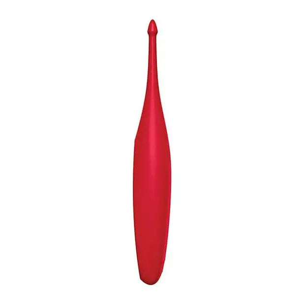 Red plastic wine bottle for Satisfyer Twirling Fun against a white background