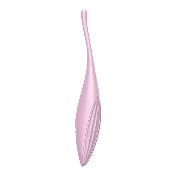 Pink feather on white background for Satisfyer Twirling Joy, sensual pleasure product