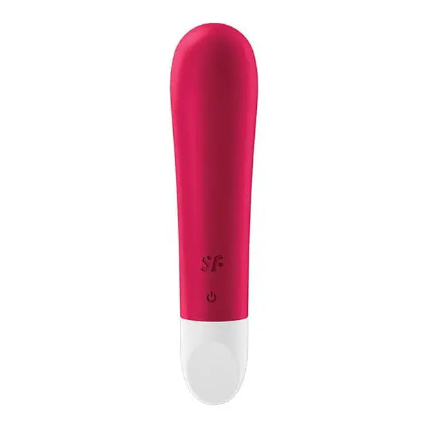 Close-up of the Satisfyer Ultra Power Bullet 1 pink and white brush with a white handle