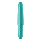 Close-up of the Satisfyer Ultra Power Bullet 6, a blue electric device on a white background