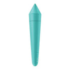 Close-up of Satisfyer Ultra Power Bullet 8: blue cup with lid on white background