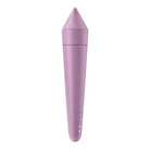 Close up of a purple Satisfyer Ultra Power Bullet 8 microphone on white background