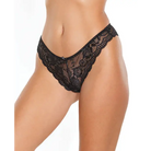 Scallop Stretch Lace High Leg Panty Black O/s - Panties