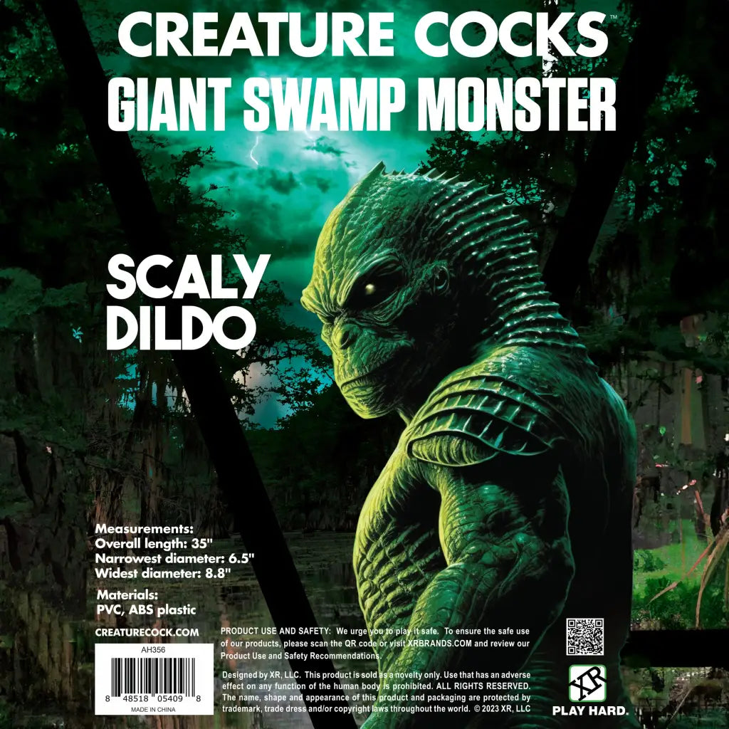 Scaly Swamp Monster 3 Foot Giant Dildo with suction cup base shaped like a swamp creature