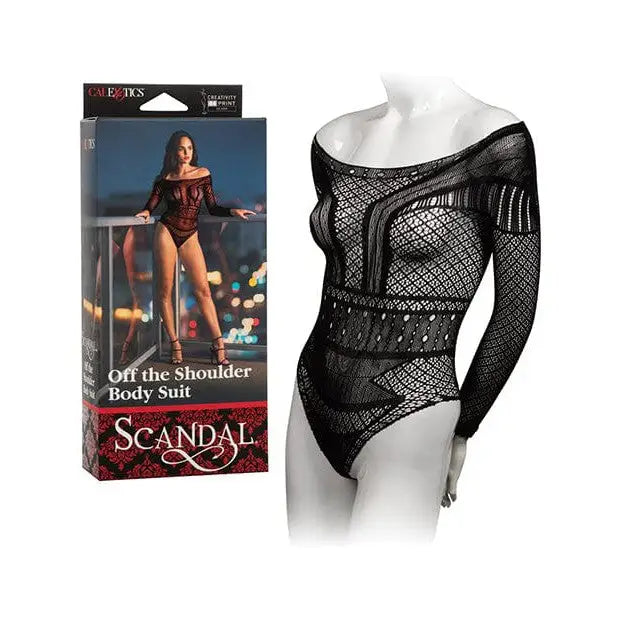 CalExotics Lingerie - Packaged Scandal Off The Shoulder Body Suit - Black at the Haus of Shag