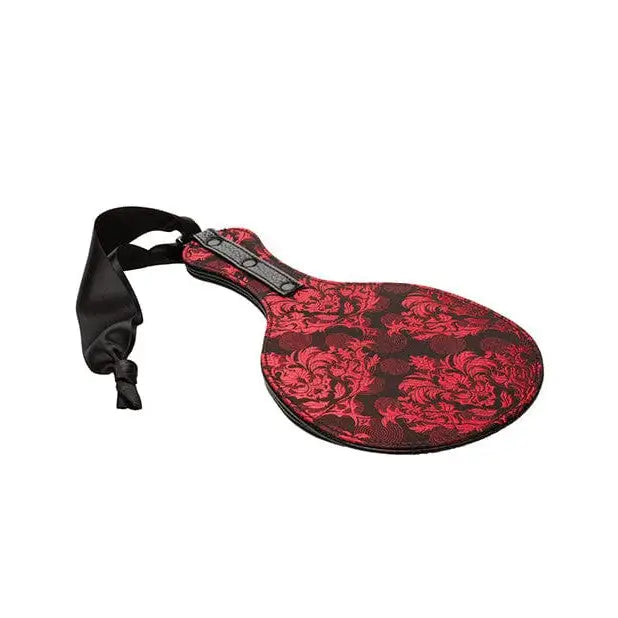 Scandal Round Double Paddle by CalExotics - Red & black ornate double paddle, fabric handle